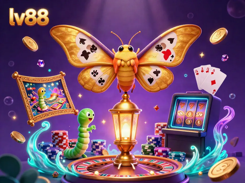 Engage with thrilling lv88 experiences, showcasing vibrant casino scenes with 3D golden elements and spinning roulette wheels.