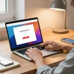 WPS Download in a modern home office setting with laptop and decor