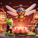 Experience the excitement of a fast withdrawal casino with a vibrant 3D illustration featuring lively characters and gaming elements.